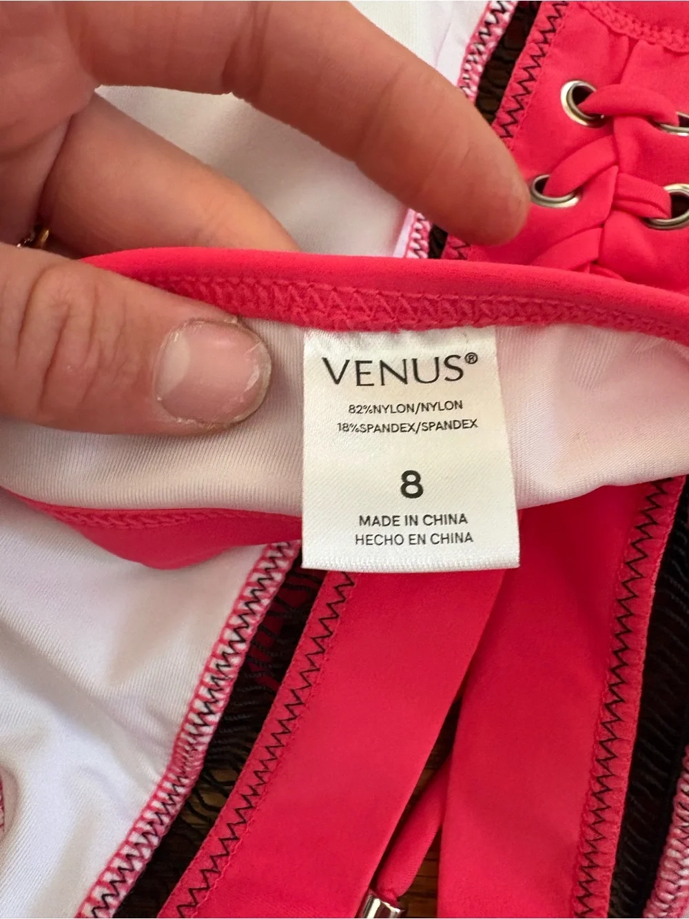 VENUS Hot Pink High-Neck Two-Piece Swim Set with Black Trim